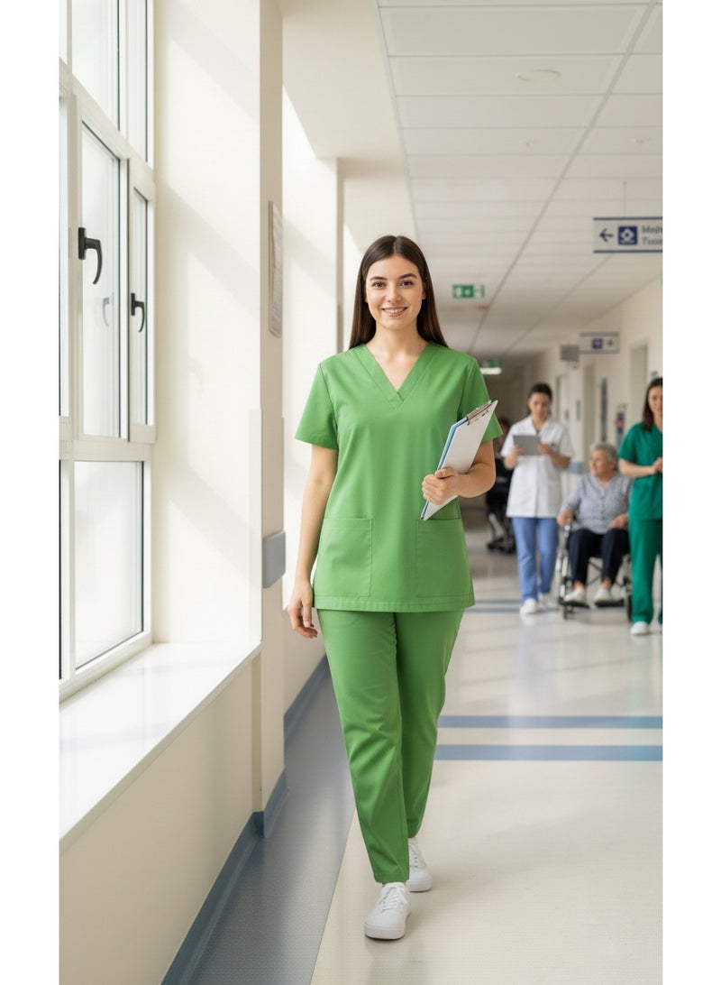 Rannah's Uniform Scrubs Medical Uniform Unisex Top and Pants Lime Green Nurse Suit Set - Image 2