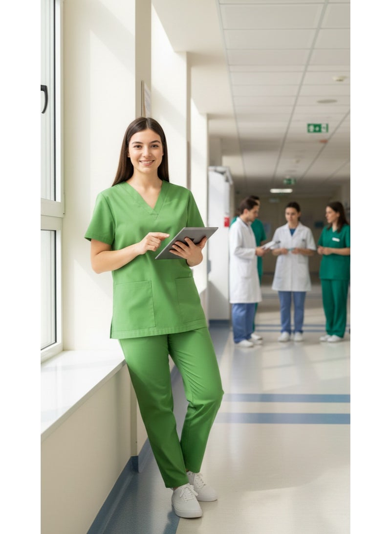 Rannah's Uniform Scrubs Medical Uniform Unisex Top and Pants Lime Green Nurse Suit Set - Image 3