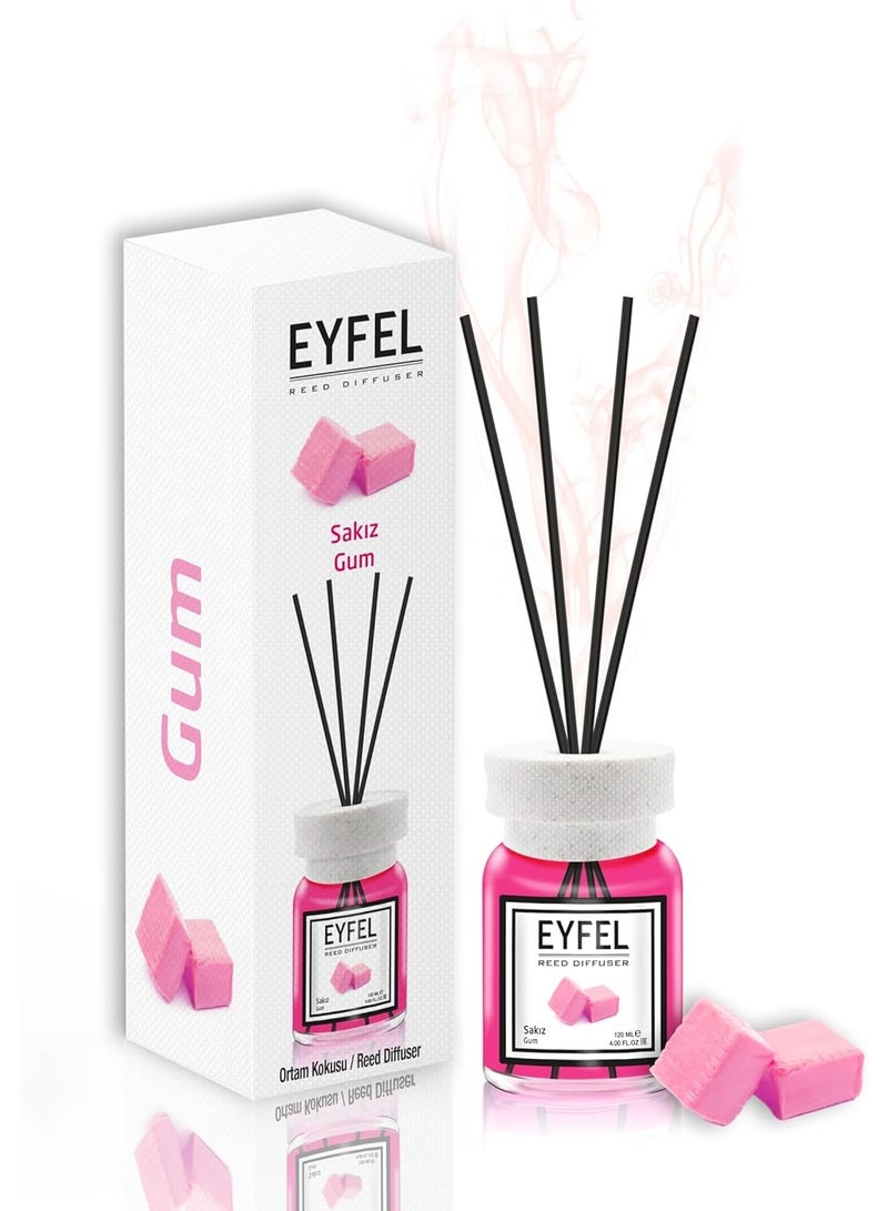 آيفيل موزّع عطر عيدان بنكهة العلكة من EYFEL، 120 مل | عطر منزلي فاخر برائحة حلوة ومنعشة | يدوم طويلًا للمنزل والمكتب - Image 1