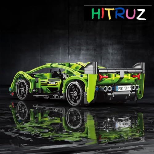 HITRUZ RC Remote Control Engineering Model Car Creative Assembly Toy Kit 2.4GHz Rechargeable Sports Car Toy with Openable Doors & High Speed Racing DIY Model Kit for Kids (Block Rc Car Green) - Image 5