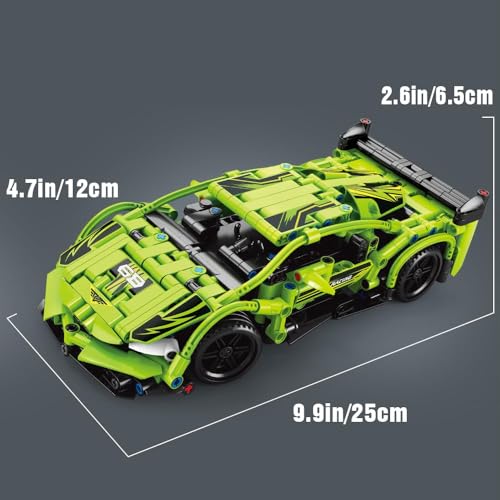HITRUZ RC Remote Control Engineering Model Car Creative Assembly Toy Kit 2.4GHz Rechargeable Sports Car Toy with Openable Doors & High Speed Racing DIY Model Kit for Kids (Block Rc Car Green) - Image 2