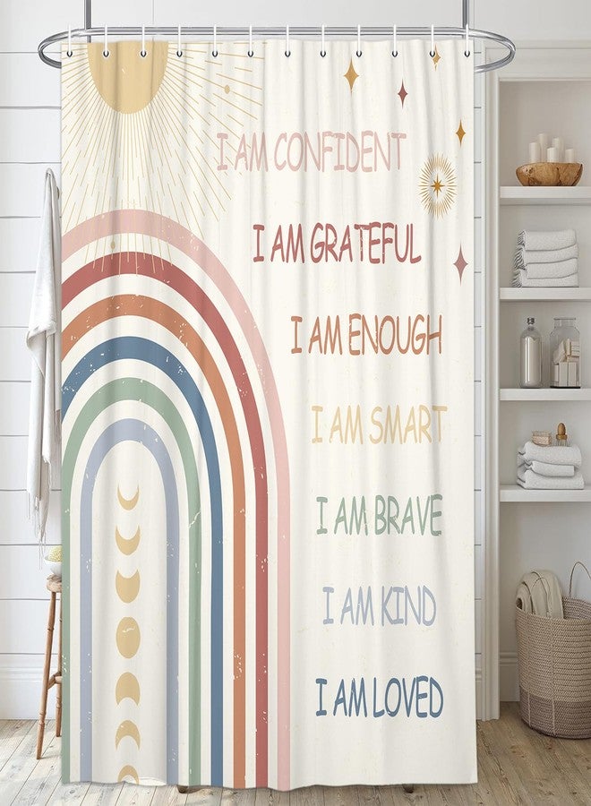 Pinpai Inspirational Quotes Shower Curtain, Rainbow, 72"W x 72"L, Boho, Waterproof, Unlined, Bathroom, 1 Count - Image 1