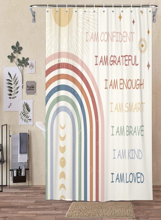Pinpai Inspirational Quotes Shower Curtain, Rainbow, 72"W x 72"L, Boho, Waterproof, Unlined, Bathroom, 1 Count - Image 3