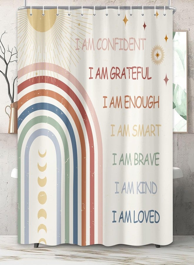Pinpai Inspirational Quotes Shower Curtain, Rainbow, 72"W x 72"L, Boho, Waterproof, Unlined, Bathroom, 1 Count - Image 4