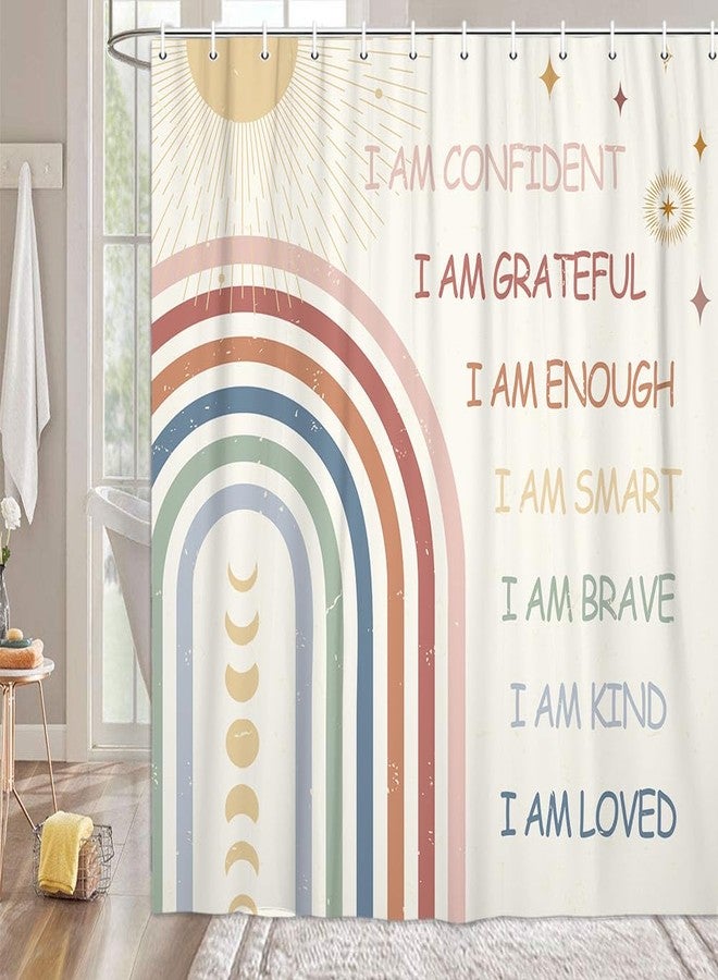 Pinpai Inspirational Quotes Shower Curtain, Rainbow, 72"W x 72"L, Boho, Waterproof, Unlined, Bathroom, 1 Count - Image 2