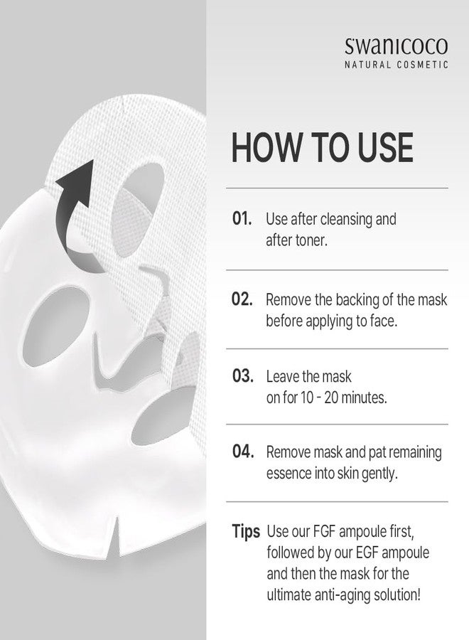 SWANICOCO Pregnancy Safe 2GF Bio Gel Face Mask Elasticity, Deep Hydration Elasticity, Plumping Improvement, Glow Skin, Growth Factor (EGF FGF) Korean Skincare (10 sheets), Valentines Day Gifts for Her - Image 4