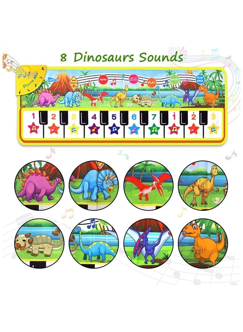 NNEWVANTE Piano Mat for Kids, 43” x 14” Floor Piano Keyboard Mat Carpet Touch Playmat with 10 Demo Songs/ 8 Dinosaur Sounds, Musical Mat Toys Gift forOver 3 years old Old Baby Boys Girls - Image 2