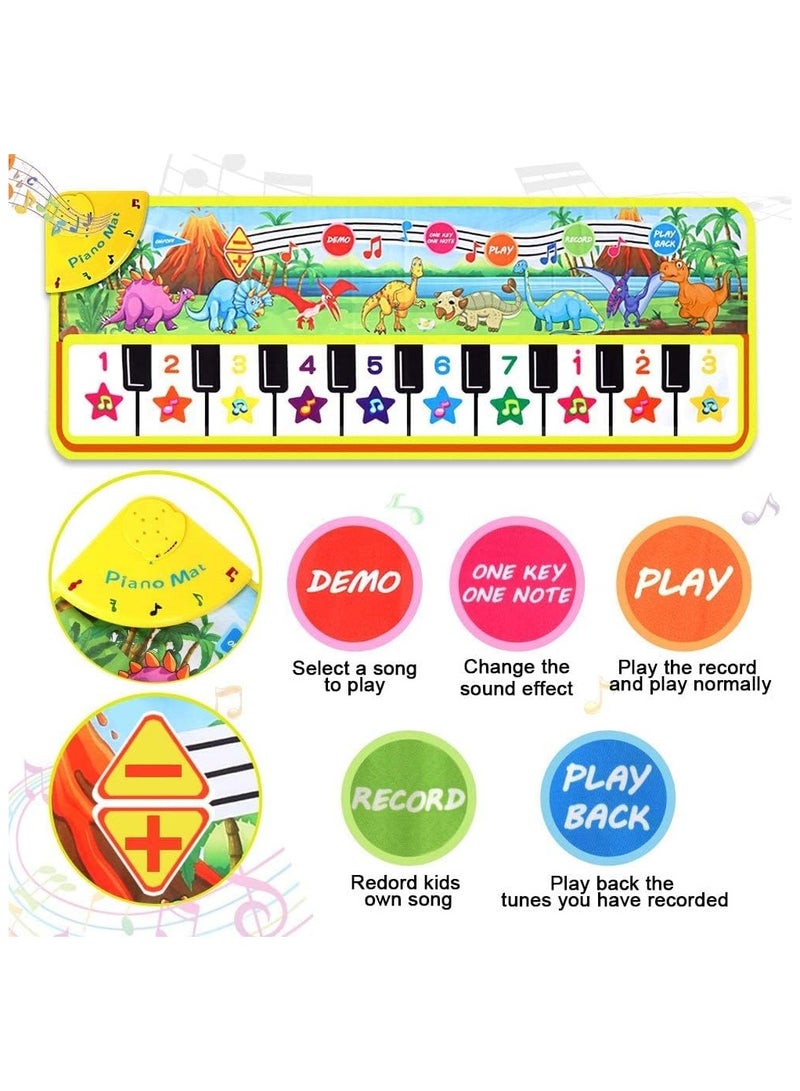 NNEWVANTE Piano Mat for Kids, 43” x 14” Floor Piano Keyboard Mat Carpet Touch Playmat with 10 Demo Songs/ 8 Dinosaur Sounds, Musical Mat Toys Gift forOver 3 years old Old Baby Boys Girls - Image 3