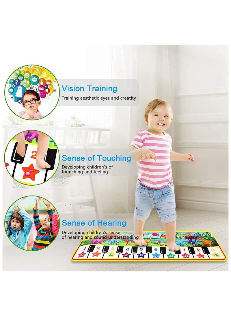 NNEWVANTE Piano Mat for Kids, 43” x 14” Floor Piano Keyboard Mat Carpet Touch Playmat with 10 Demo Songs/ 8 Dinosaur Sounds, Musical Mat Toys Gift forOver 3 years old Old Baby Boys Girls - Image 5