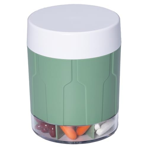 Betife Extra Large Supplement Organizer,Weekly Pill Organizer Bottle, Daily Pill Dispenser with 7 Large Compartments, Organizer to Hold 7 Day Vitamin Medication,21 Labels and a Cleaning Brush（Green） - Image 1