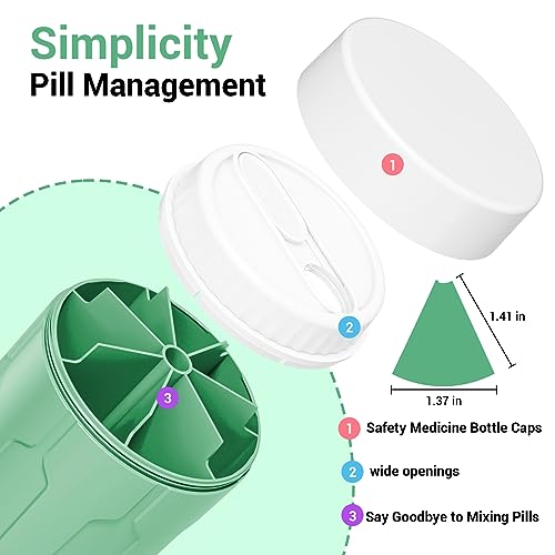 Betife Extra Large Supplement Organizer,Weekly Pill Organizer Bottle, Daily Pill Dispenser with 7 Large Compartments, Organizer to Hold 7 Day Vitamin Medication,21 Labels and a Cleaning Brush（Green） - Image 4