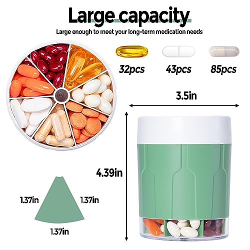 Betife Extra Large Supplement Organizer,Weekly Pill Organizer Bottle, Daily Pill Dispenser with 7 Large Compartments, Organizer to Hold 7 Day Vitamin Medication,21 Labels and a Cleaning Brush（Green） - Image 3