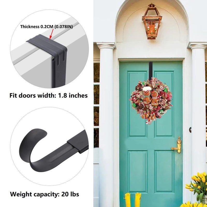 Heyhouse Wreath Door Hanger  2 Pack Adjustable Wreath Hanger For Front Door Decor Halloween Christmas Decorations From 14.9-25""  Heavy Duty Metal Over The Door Hooks Organizer 20 Lbs Indoor Outdoor - Image 5