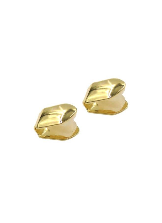 WYBOT - 2Pcs Gold Plated Single Tooth Cap Hip Hop Teeth Plain Grillz Caps Top Bottom Dental Grill For Men Hip Hop Golden - Image 1