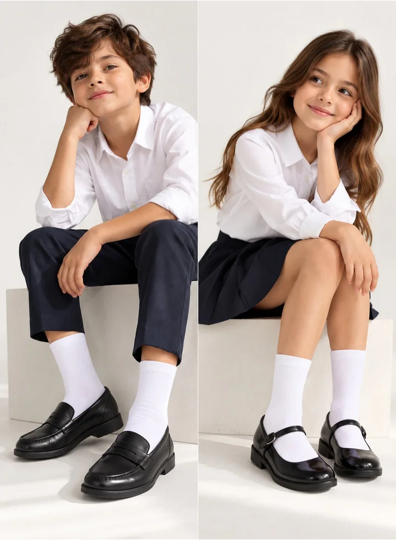 Al Ibrah Kids Plain Crew School Socks 3 Pack - Soft Cotton Blend for Boys & Girls