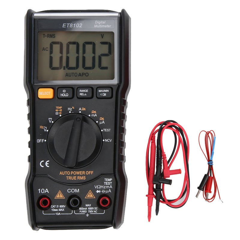 WinAPEX Mini Digital Multimeter 6000 Counts Auto Range Voltage Current Resistance Capacitance Tester - Sturdy ABS Housing with LCD Backlit Display for Household Electrical Use - Image 1
