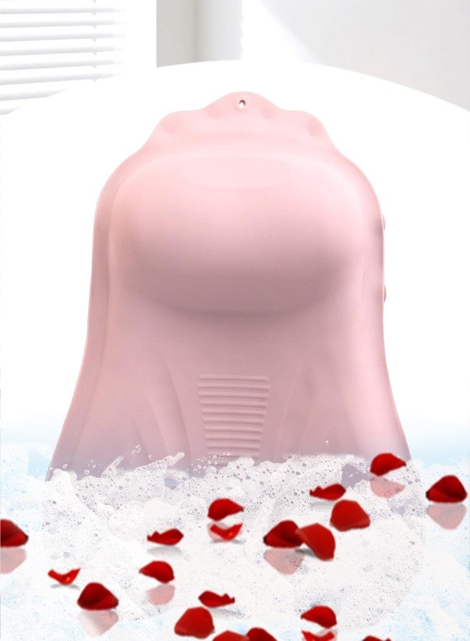 Deenwada Silicone Bath Pillow for Tub – Ergonomic Bathtub Headrest with Inflatable Air Cushion, Non-Slip Suction Cups & Neck/Back Support – Comfortable Spa Bath Accessory for Relaxation (Pink) - Image 1