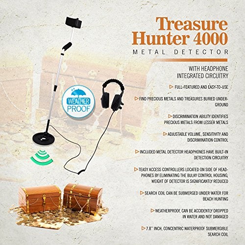Pyle Weatherproof Metal Detector System - Professional Treasure Hunter 4000 Submersible Treasure Metal Finder w/ Waterproof Search Coil, Headphones, Easy Access Controller, Adjustable Length - PHMD4 - Image 2