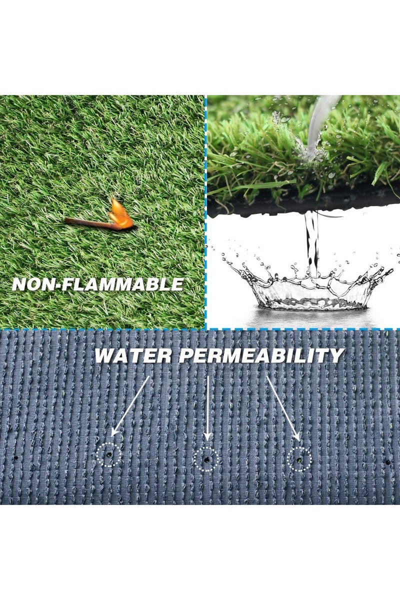 LINGWEI Artificial 𝑮𝒓𝒂𝒔𝒔 𝑪𝒂𝒓𝒑𝒆𝒕 - Realistic 36mm Fake Turf Rug with Drainage Holes | Soft & Durable Synthetic Lawn Mat for Indoor & Outdoor Decoration, Pet & Kids Friendly - Image 5