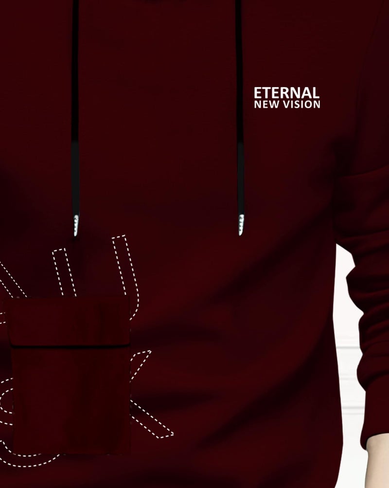 AUSK Men T-Shirt || Hoodie Tshirt for Men || Hooded T-Shirt with Full Sleeve for Mens Maroon - Image 5