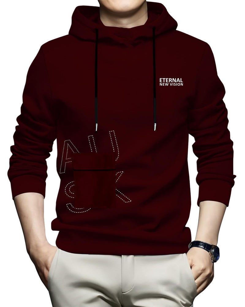 AUSK Men T-Shirt || Hoodie Tshirt for Men || Hooded T-Shirt with Full Sleeve for Mens Maroon - Image 1