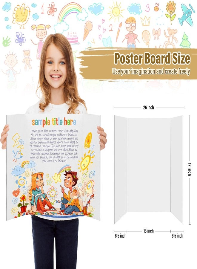 BXIHUR 4 Pcs Trifold Poster Board, 26x17 inches White Poster Board Comes with Sticky Accessories, Corrugated Presentation Boards, Display Board for School Projects, Business Presentations - Image 3