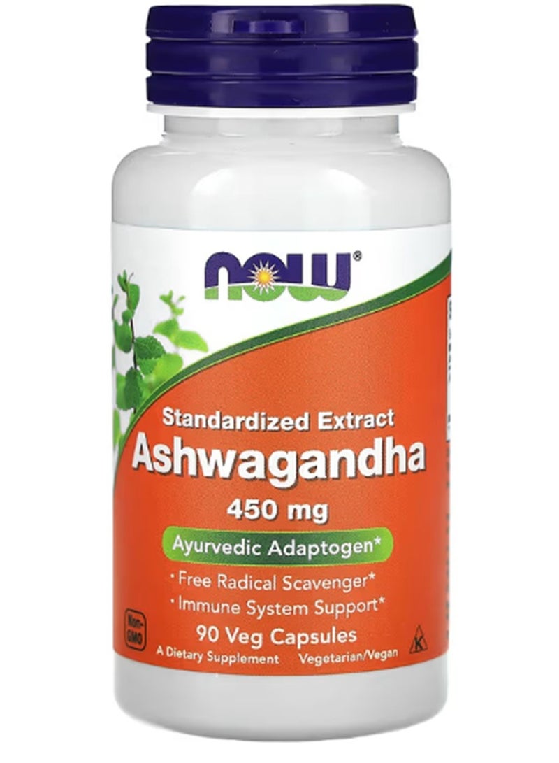 now Ashwagand 450mg Ayurvedic Adaptogen Dietary Supplement 90 Veg Capsules