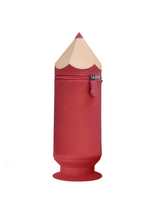 FunBlast Pencil Shaped Pouch - Multipurpose Zipper Silicone Pencil Case, Pen & Pencil Pouch Bag Case for School Supplies, Stationery Organizer Pouch Case for Girls (Red) - Image 1