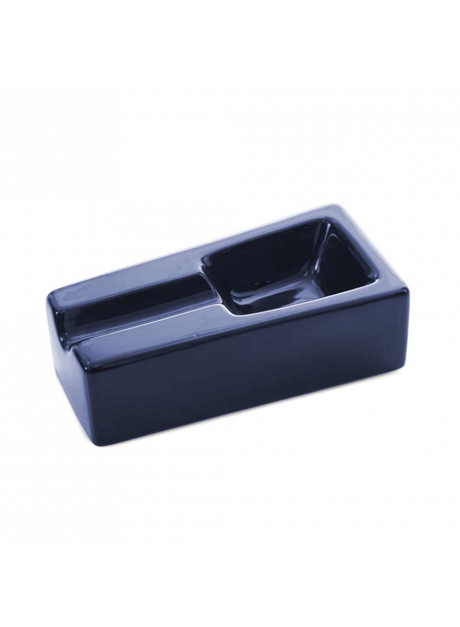 Mantello Cigars Mantello Cigar Ashtray- Cobalt Blue Ceramic Cigar Ashtray for Patio/Outdoor Use - Image 1