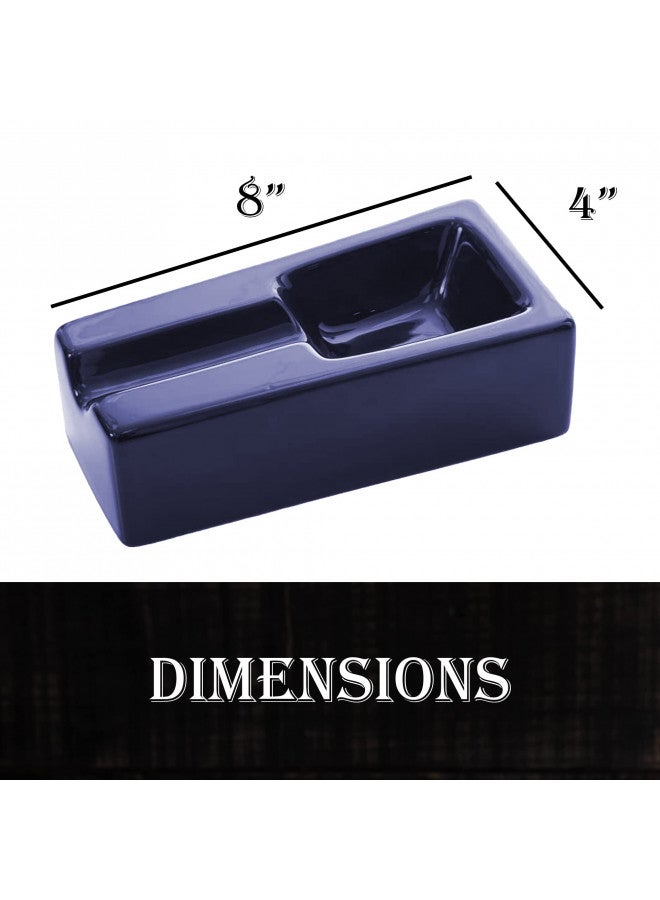 Mantello Cigars Mantello Cigar Ashtray- Cobalt Blue Ceramic Cigar Ashtray for Patio/Outdoor Use - Image 2