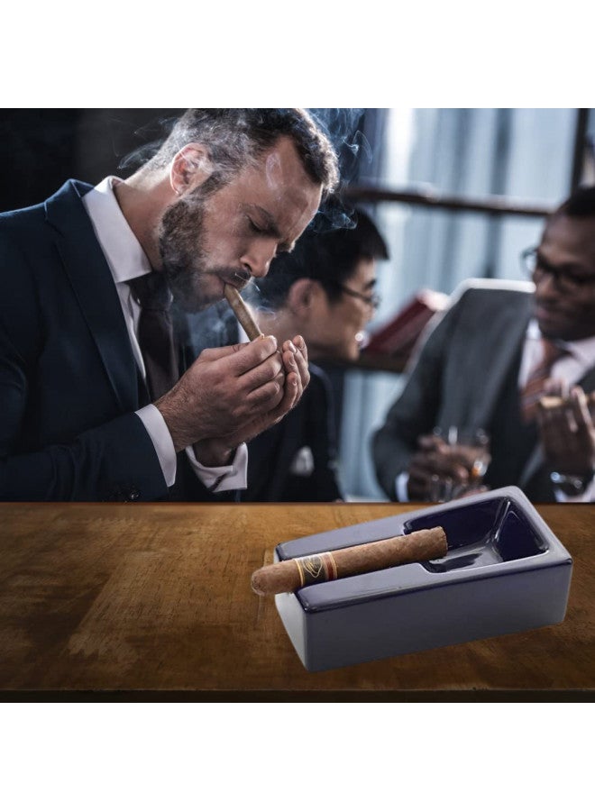 Mantello Cigars Mantello Cigar Ashtray- Cobalt Blue Ceramic Cigar Ashtray for Patio/Outdoor Use - Image 5