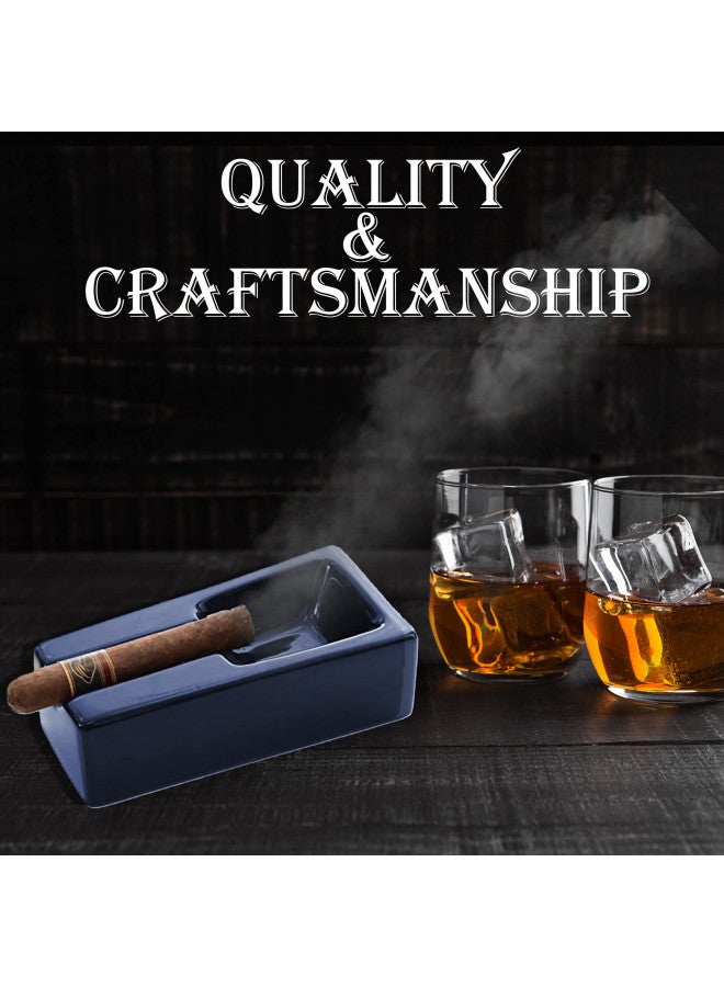Mantello Cigars Mantello Cigar Ashtray- Cobalt Blue Ceramic Cigar Ashtray for Patio/Outdoor Use - Image 4