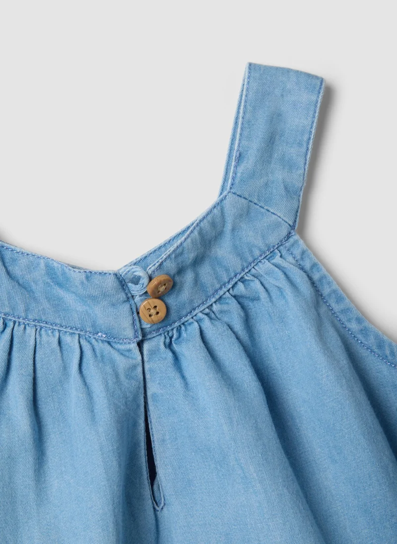 Ovs  OVS Sky-Blue Pure Cotton Dress With Floral Embroidery for Women | Best Price UAE
