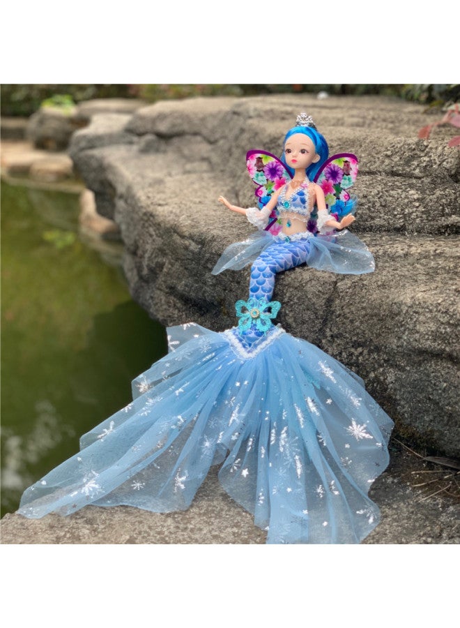 Dragon Princess Mermaid Doll Girl Toy Children's Birthday Gift Doll Doll Manufacturer Supply-Color:Music Light Gauze Tail Blue Wings (wings Color Random) - Image 1