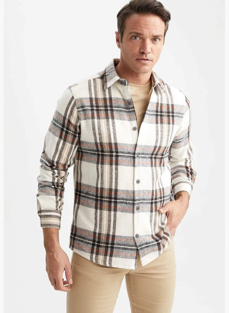 DeFacto Man Polo Neck Woven Long Sleeve Shirt