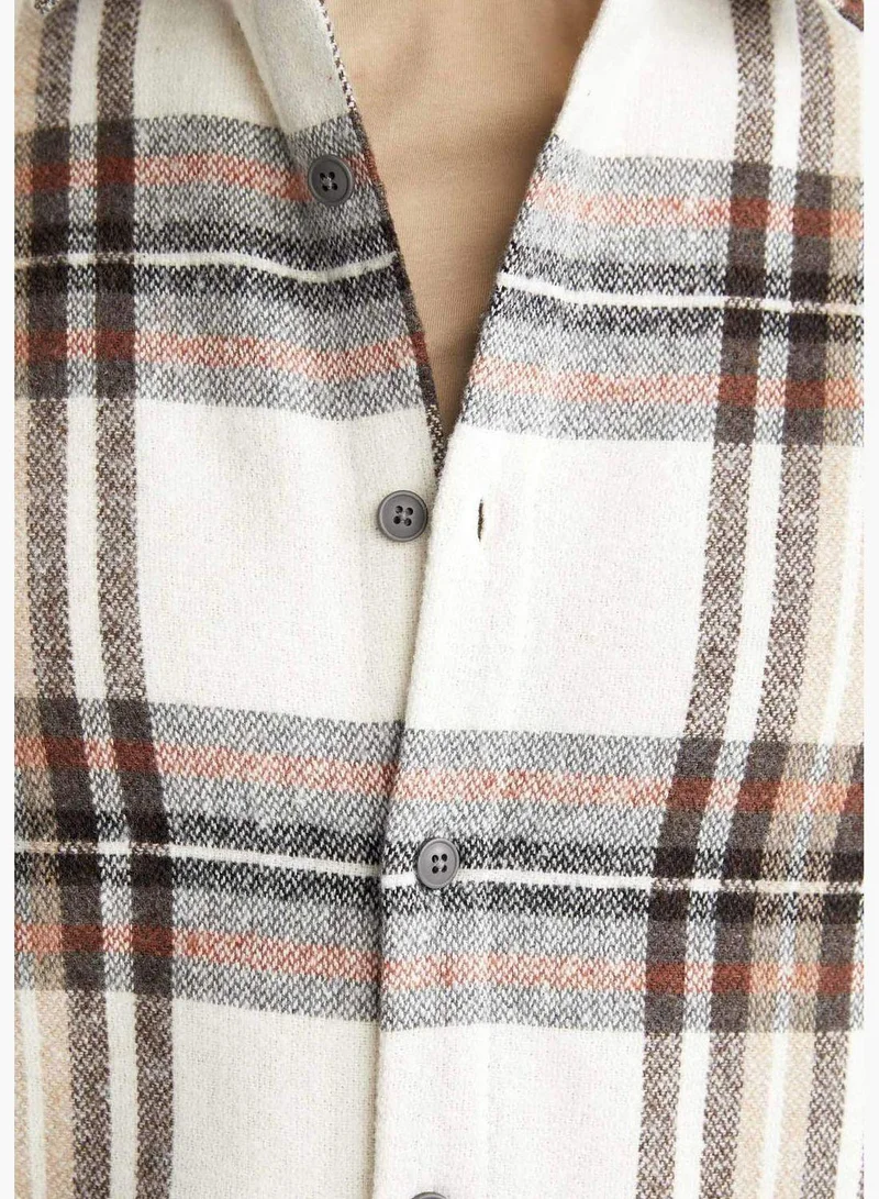 DeFacto Man Polo Neck Woven Long Sleeve Shirt