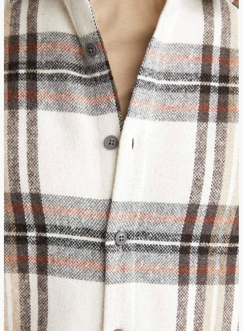 DeFacto Man Polo Neck Woven Long Sleeve Shirt