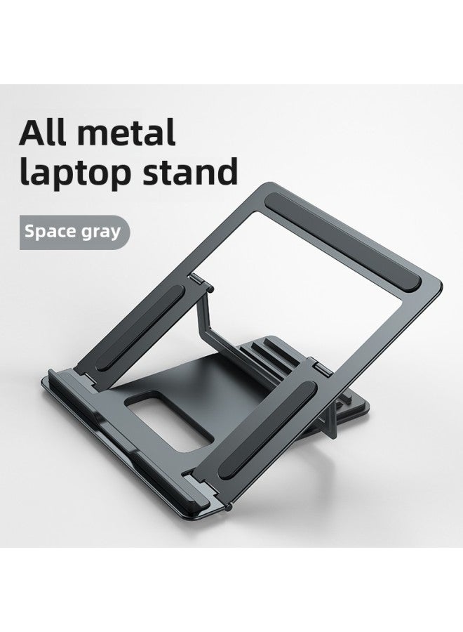 Metal Laptop Stand Desktop Slim Liftable Stand Metal Folding Storage Cooling Bracket-Color:Gray - Image 1