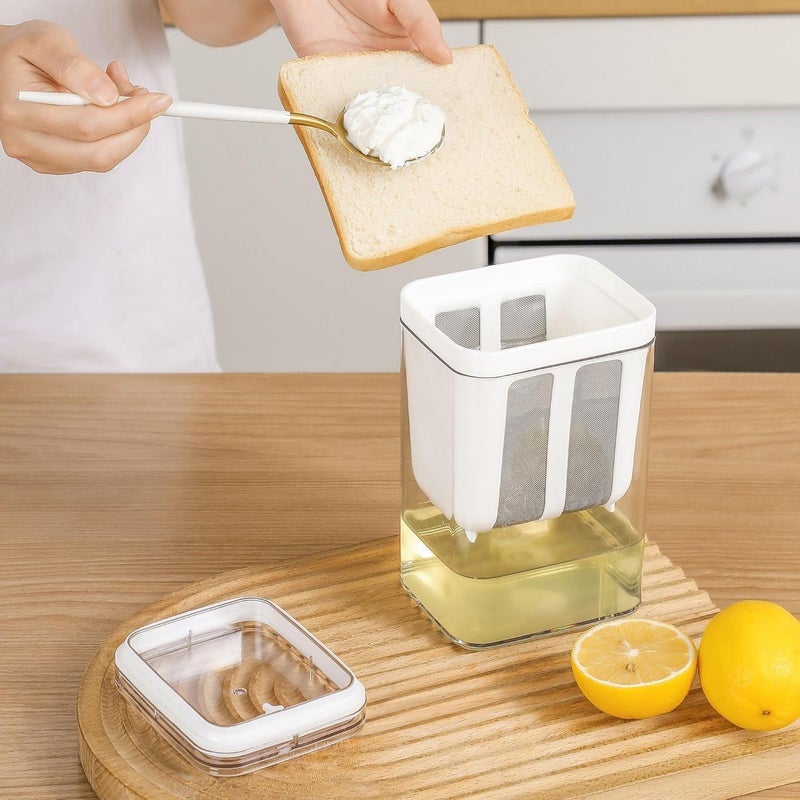 KANISYA Yogurt Water Filter Strainer 1100ml Yogurt Filter Food Strainer for Homemade Yogurt Strainer Fine Mesh Strainer with Lid Curd Filter Pot Curd Filter Strainer - Image 2