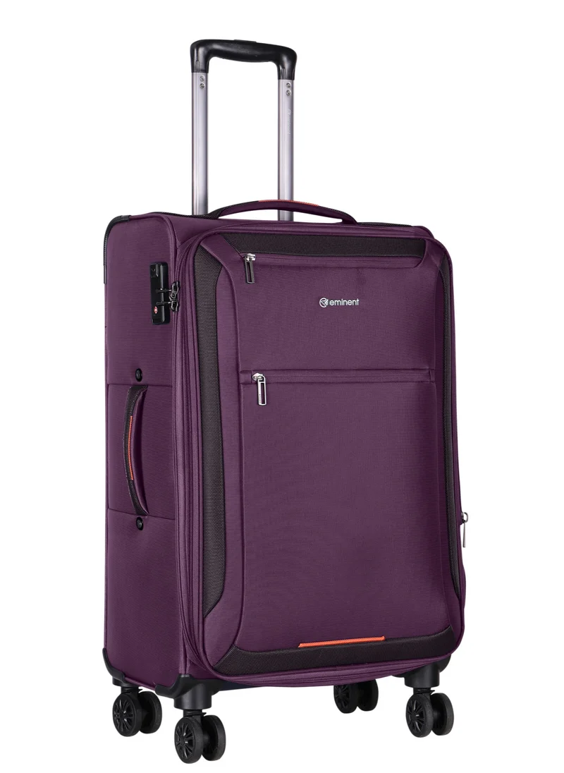 إيمينينت Unisex Soft Travel Bag Trolley Luggage Set of 3 Polyester Lightweight Expandable 4 Double Spinner Wheeled Suitcase with 3 Digit TSA lock E751 Purple
