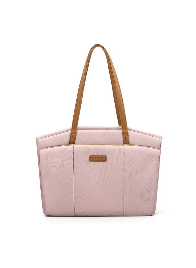 BANGE Women's Commuter Tote Bag Digital Laptop Bag Large Capacity Women's Storage Handbag-Color:Pink - Image 1