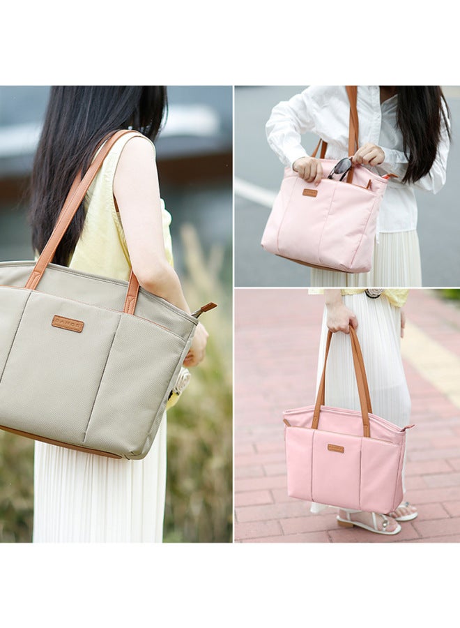BANGE Women's Commuter Tote Bag Digital Laptop Bag Large Capacity Women's Storage Handbag-Color:Pink - Image 4
