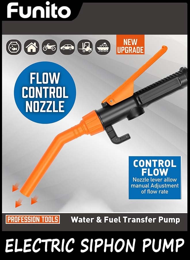 Funito Upgraded Portable Battery Operated Electric Siphon Pump - Water Transfer Pump, Easy to Use Hand Fuel Pump for Gas, Diesel, Water Transfer (1PC) - Image 4