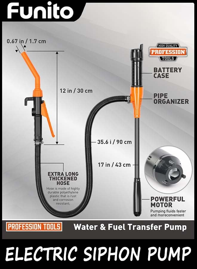 Funito Upgraded Portable Battery Operated Electric Siphon Pump - Water Transfer Pump, Easy to Use Hand Fuel Pump for Gas, Diesel, Water Transfer (1PC) - Image 3