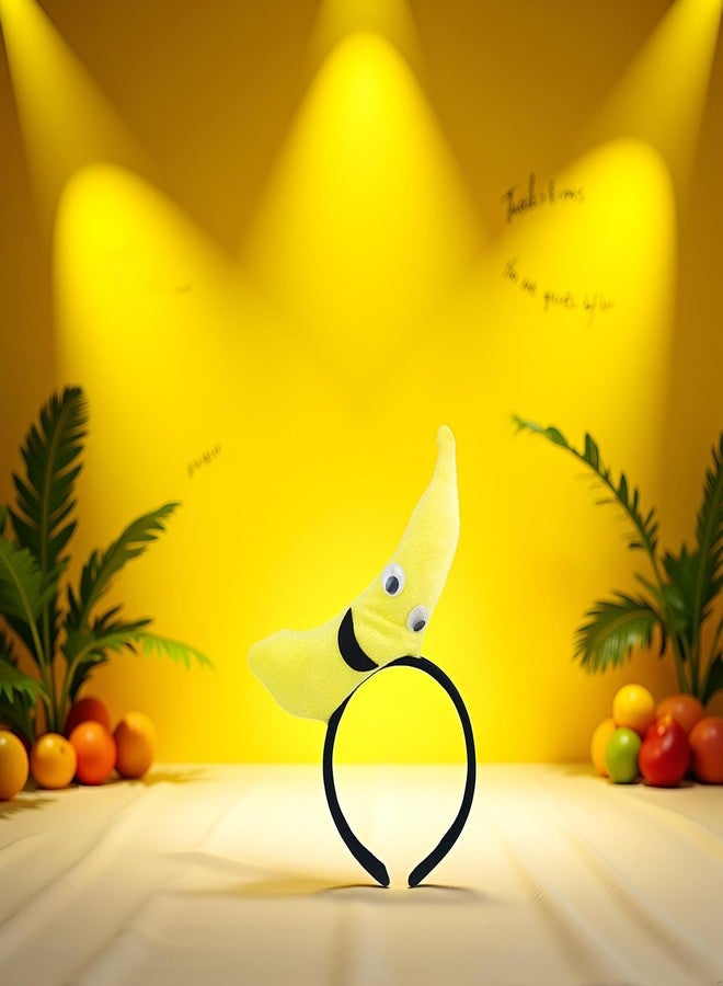 Jowxsx طوق رأس على شكل موزة صفراء من جوكس، طوق شعر للحفلات، إكسسوارات أداء، طوق رأس مخملي، أطواق رأس نسائية، أزياء، أطواق شعر، أطواق رأس عريضة للشعر النسائي - Image 2