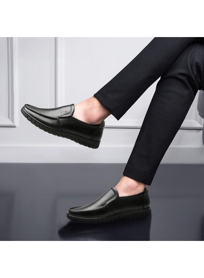 Egchi Leather Shoes For Men, Business Casual Formal Shoes, Work Wear-resistant Lace-up Shoes, 8823 Slip-on Style, Size 43 - Image 3