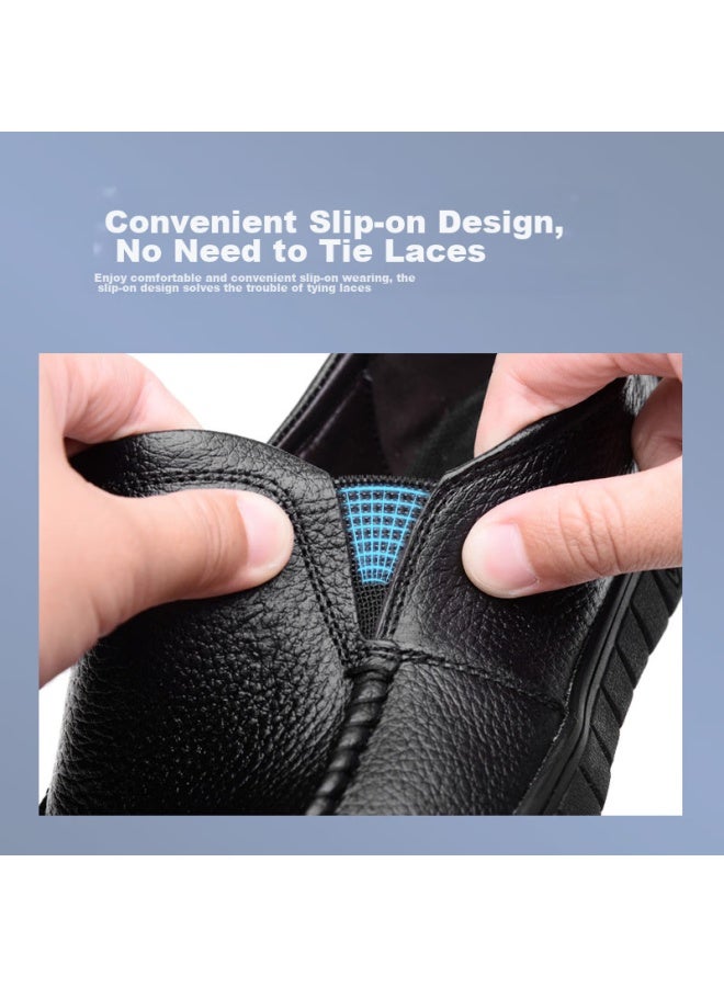 Egchi Leather Shoes For Men, Business Casual Formal Shoes, Work Wear-resistant Lace-up Shoes, 8823 Slip-on Style, Size 43 - Image 2