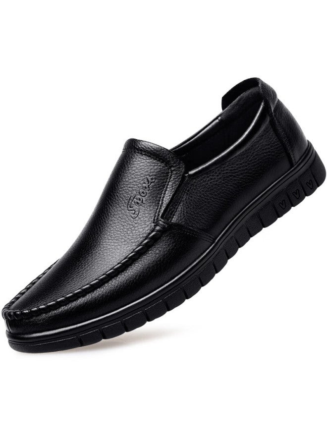 Egchi Leather Shoes For Men, Business Casual Formal Shoes, Work Wear-resistant Lace-up Shoes, 8823 Slip-on Style, Size 43 - Image 4