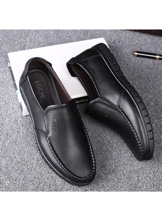 Egchi Leather Shoes For Men, Business Casual Formal Shoes, Work Wear-resistant Lace-up Shoes, 8823 Slip-on Style, Size 43 - Image 5