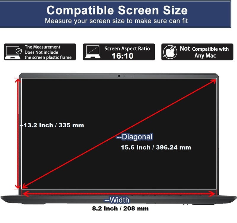 TELTREK ScreenGuard Compatible With Laptops With 15.6" Inch Diagonal With 16:10 Aspect Ratio, HP Dell Inspiron 15, Lenovo Ideapad Thinkpad 15, Acer Aspire ASUS Vivobook Guard Size : 335 mm X 208 mm - Image 2
